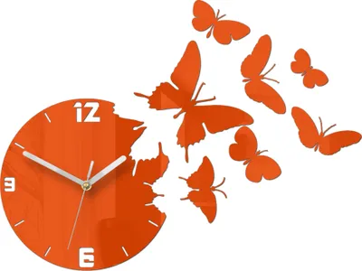 Produktbild von ModernClock, wanduhr, Schmetterling Wanduhr, Uhr, 60cm x 45cm, DIY  Orange