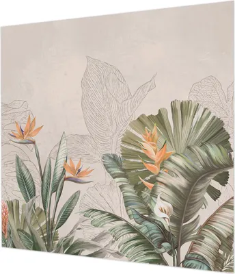 Zdjęcie produktu dla Tapeta ścienna – tapeta dekoracyjna do salonu – folia tapetowa do dekoracji ścian – 250 x 250 cm – tropikalne kwiaty