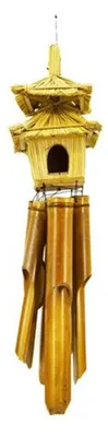 Image de Carillon éolien en bois, 100 cm, avec deux nichoirs à oiseaux
