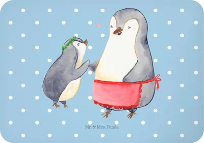 Produktbild von Mr. & Mrs. Panda Kühlschrankmagnet Pinguin mit Kind - Blau Pastell - Geschenk, Vorbild Mama, Familie, Mutter, rechteckmagnet, magnet, whiteboardmagnet, Muttertag