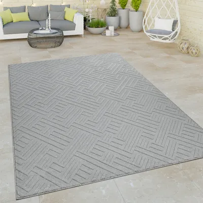 Immagine prodotto di Outdoor Indoor Tappeto grigio Terrazza Balcone Effetto 3D Stile orientale Tessuto piatto Dimensioni 120x170 cm