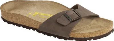 A single Birkenstock sandal is shown from a side angle against a white background.