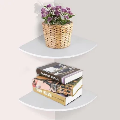 Image de Lot de 2 plaques d'angle décoratives, 25 cm, blanches