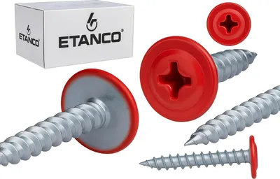 Zdjęcie produktu dla ETANCO GM-S wkręty samogwintujące do blachy z łbem płaskim RAL 3020 czerwony 4,2 x 30 mm 250 szt.