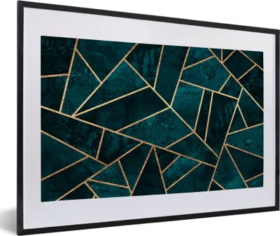 Produktbild von MuchoWow® Gerahmtes Poster Steine - Gold - Luxus - Muster - Abstrakt 60x40 cm - Poster mit Schwarzem Bilderrahmen Wandposter Rahmen Foto Bilder - Schlafzimmer - Plakat in Rahmen - Drucken