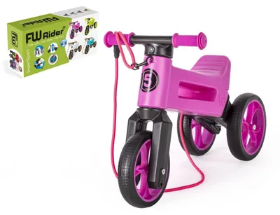 Zdjęcie produktu dla Hulajnoga FUNNY WHEELS Rider SuperSport fioletowa 2w1 + pasek, powyżej. siedzisko 28/30 cm, 25 kg, 18 m+ w pudełku.