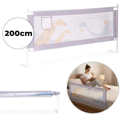 Obrázek produktu pro Bezpečnostní zábrana k posteli 200 cm s nastavitelnou výškou a kapsou