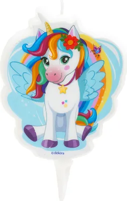 Produktbild von Einhorn Unicorn Kerze - 1 Stück Höhe: 7,5cm Geburtstag