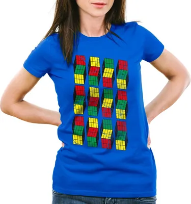 Produktbild von style3 Sheldon Cubes Damen T-Shirt, Farbe:Blau, Größe:XS