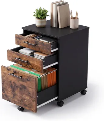 Productafbeelding van Rolcontainer - 3 lades - Zwart - Bruin