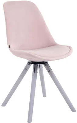 Produktbild von CLP Esszimmerstuhl Troyes Samt Rund drehbarer und mit runden Holzbeinen pink Gestell Farbe weiß