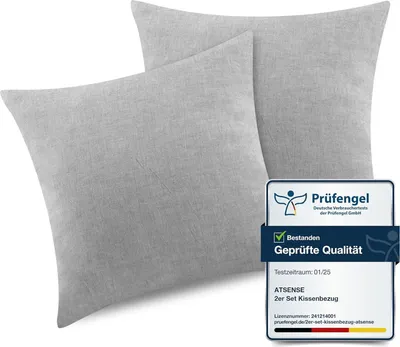 Produktbild von 2er Set Kissenbezug 45x45cm 100% Baumwolle Weiß mit Reißverschluss