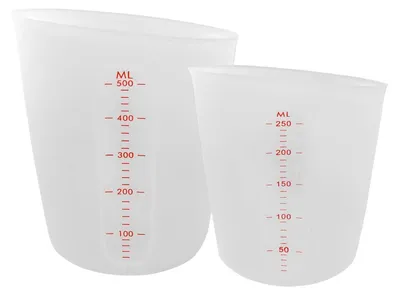 Image de Verre doseur en silicone avec graduation 250 ml/500 ml, lot de 2, pour résine époxy, cuisson, pâtisserie, mélange