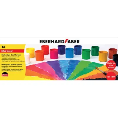 Produktbild von EBERHARD FABER 575613 Gotowe do malowania kolory kryjące, zestaw 13 kolorów, 18 ml każdy