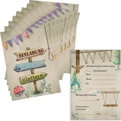 Produktbild von PRICARO Einladungskarten Kindergeburtstag, A6 "Kletterwald", 10 Stück