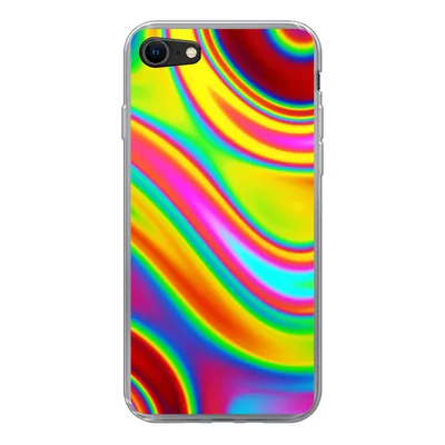 Produktbild von MuchoWow® Handyhülle Schutzhülle Hülle für iPhone SE 2020 Kunst - Wellen - Farben - Psychedelisch Silikon Softcase Handy Hülle - Kartenbesitzer