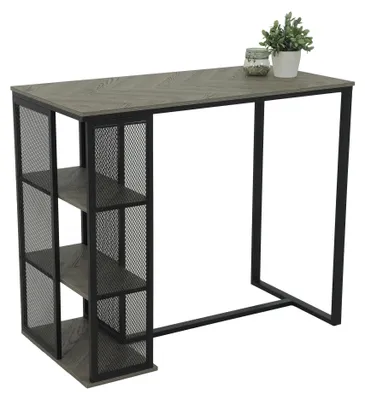 Produktbild von Bartisch >KLARA< Metall + Fischgrät hellgrau - 120x103x60cm (BxHxT)