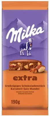 Immagine prodotto di Barretta di cioccolato Milka EXTRA CaramelloMandorla Confezione da 190g
