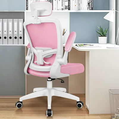 Produktbild von Ergonomischer Bürostuhl – Bürostuhl – Drehstuhl – Gaming-Stuhl – Kopfstütze – Lendenwirbelstütze – Rosa