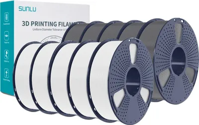 Produktbild von PLA 3D-Filament, 10 Rollen Nettogewicht 1 kg, Drucktemperatur 200-210 °C, PLA 5WT-5GY