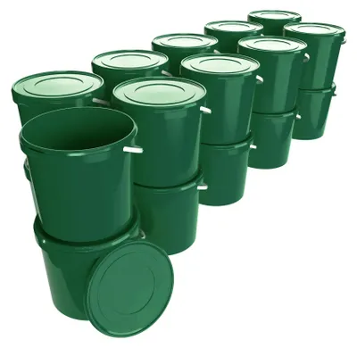 Produktbild von Eimer mit Deckel 10 L | Vorratseimer | Lebensmittelecht Grün | PP | 20 Stück