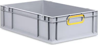 Produktbild von Eurobox NextGen Color | HxBxT 17x40x60cm | 34 Liter | Griffe gelb geschlossen | Glatter Boden | Grau | Eurobehälter, Transportbox, Transportbehälter, Stapelbehälter