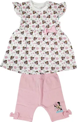 Produktbild von Disney Minnie Maus Mädchen Baby 2 tlg Set Kleid plus Leggings – Rosa / 68