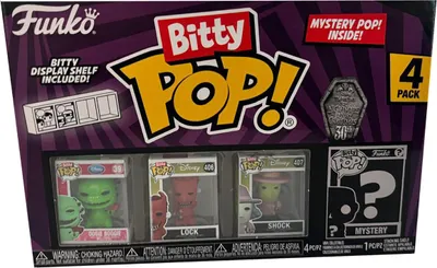 Obrázek produktu pro Funko Bitty Pop, The Nightmare Before Christmas, Oogie Boogie, Lock, Shock, + Mystery Figure, vinylová figurka, sběratelská figurka, 4-Pack