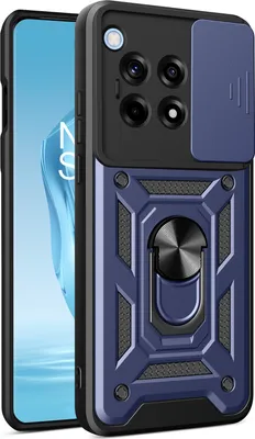 Obrázek produktu pro Pouzdro pro OnePlus 12R, TPU Nárazník Silikonové Pouzdro s Kroužkem Stojánek, Ochrana Kamery Modrý