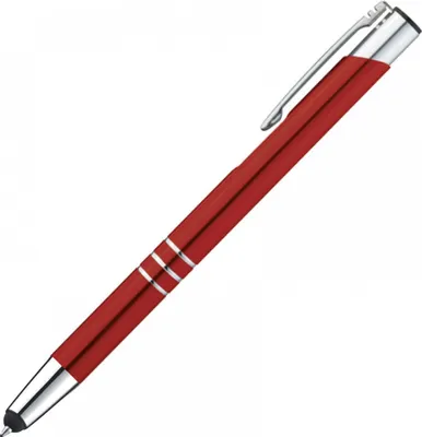 Produktbild von 10 Touchpen Kugelschreiber aus Metall / Farbe: rot