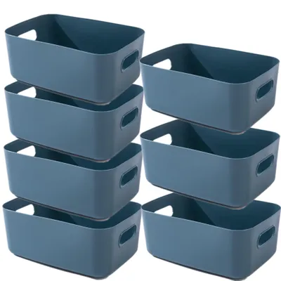 Produktbild von 7 Aufbewahrungsboxen aus Kunststoff mit Griffen, 20 × 14,7 × 7 cm, Organizer für Badezimmer-/Küchenschränke, Aufbewahrungskörbe/-boxen für die Küche, Aufbewahrungsboxen