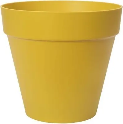 Image de Pot de fleurs rond Elho Loft Urban 25, Extérieur, Ø 24,5 x H 22,2 cm, Jaune ocre, Plastique recyclé, Résistant au gel