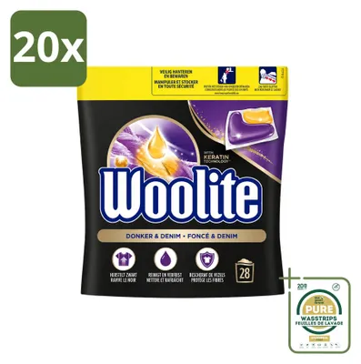 Produktbild von 20 x Woolite Dark Waschmittel-Caps mit Keratin für dunkle Wäsche und Jeans - Vorratspackung - 20 Stücke