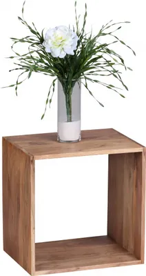 Produktbild von WOHNLING Standregal MUMBAI Massivholz Akazie 43,5 cm Cube Regal Design Holzregal Naturprodukt Beistelltisch Landhaus-Stil