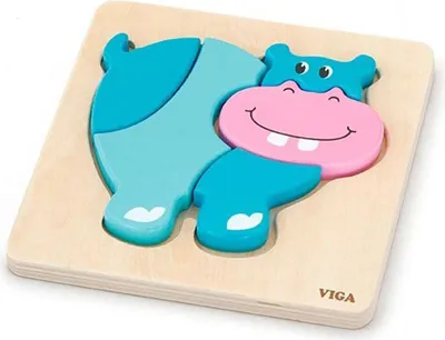 Obrázok produktu pre VIGA Prvé drevené puzzle pre batoľatá Hippo