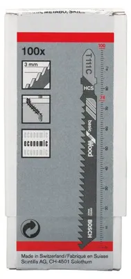 Produktbild von Stichsägeblatt T 111 C Basic for Wood, 100er-Pack