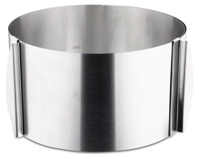 Obrázok produktu pre Kruhový tortový rám, vysoký – nastaviteľný v rozmedzí 16–30 cm, pre torty s výškou do 14,5 cm, z nehrdzavejúcej ocele, firma Weis
