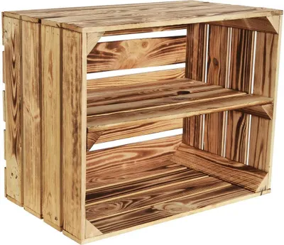 Produktbild von CHICCIE 3 Set Geflammte Obstkisten - Lange Ablage 50 x 40 x 30cm Holzkisten Weinkisten Holz Kisten Apfelkisten Obstkiste Gebrannt