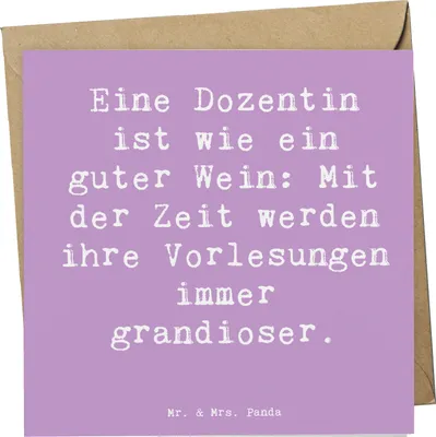 Produktbild von Mr. & Mrs. Panda Grußkarte Spruch Dozentin Genuss - Lavendeltraum - Geschenk, Dankbarkeit, Glückwunschkarte, doppelkarte, handgefertigte Geschenke, Beruf, Klappkarte