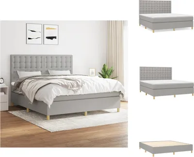Imagen del producto de vidaXL Base de cama con somier y colchón, color gris claro, 180x200 cm, tapizado en tela - Camas y estructuras de cama