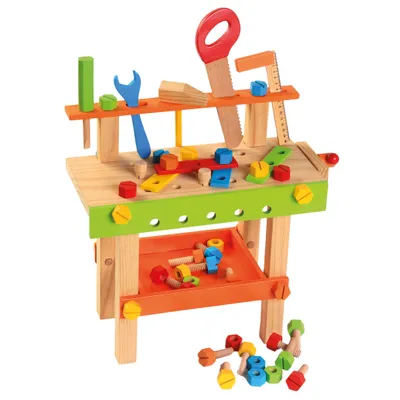 Produktbild von Werkbank 39cm Holz mit Werkzeug bunt