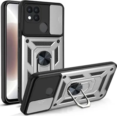 Produktbild von OPPO A15 Hülle mit 360° Drehbarer Magnetische Ring Ständer Halter Dia Kameraschutz TPU Bumper Silikon Schutzhülle für OPPO A15 Silber