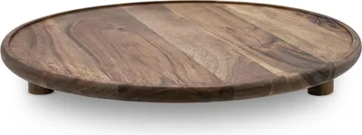Image de 1.04 Assiette décorative en bois d'acacia - Ø 37 cm env. - Plateau décoratif sur pieds / convient pour aliments