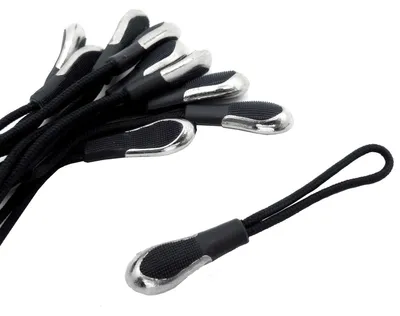10 Zipper-Schlaufen Reißverschluss-Anhänger schwarz