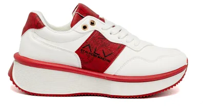 Zdjęcie produktu dla Buty sportowe damskie Alviero Martini, białe i zielone, z platformą, złote sznurowadła
