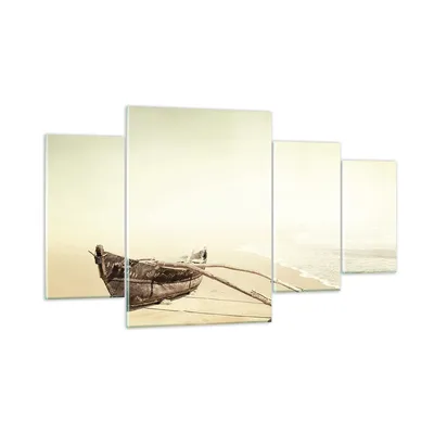 Produktbild von Bilder auf glas - 4 Teile - £ódŸ Wrack Meer - 160x90cm - Glasbilder - Wandbilder - Bilder - zum Aufhängen bereit - Wanddekoration aus Glas - Glas Bilder - Wandbild auf Glas - GDL160x90-5123