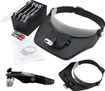 Produktbild von karpal  Lupenbrille mit Licht Kopfband Lupen Haende Frei Lupe mit LED Brillenlupe vergroesserungsbrille Uhrmacherlupe fuer Modellbauer, Uhrmacher, Kuenstler, Juwelierarbeiter£¬Die aelteren
