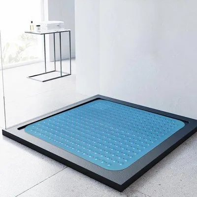 Productafbeelding van Antislip douchemat met zuignappen - Blauw, 80 x 80 cm
