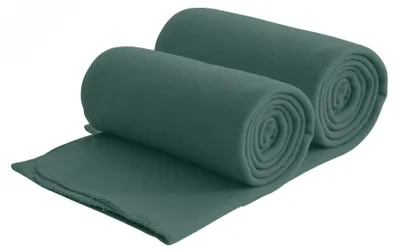 Produktbild von 2er Set Eco Fleecedecken aus 100% recyceltem Material + OEKO-TEX 130x160 ca. 400 g - dunkelgrün mit Anti-Pilling und Kettelrand