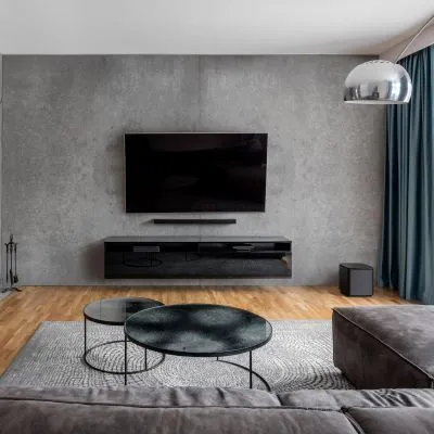 Produktbild von dedeco Wohnzimmerrückwand TV-Wand Wandpaneel Wohnrückwand Rückwand Tapetenersatz, Motiv: Beton V2, 300 x 150 x 0,5cm,Nano-Protect: matt, wasserfest, robust, als Wandverkleidung aus Hartschaum PVC